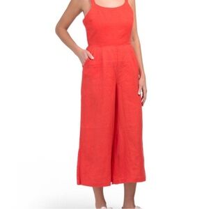 100% linen Cynthia Rowley romper jumpsuit - coral